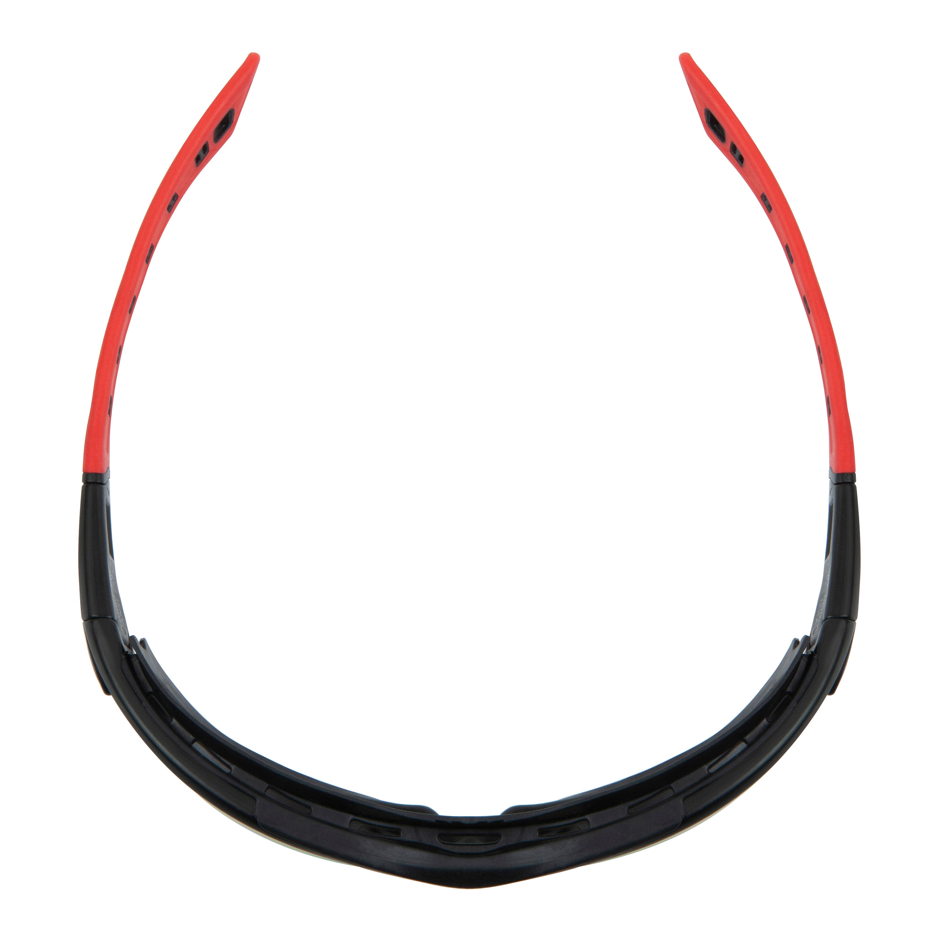 Polycarbonate Polarized Red Mirror Lens Sport Safety Sunglasses with Swappable Strap and Gasketed Goggle Padding.