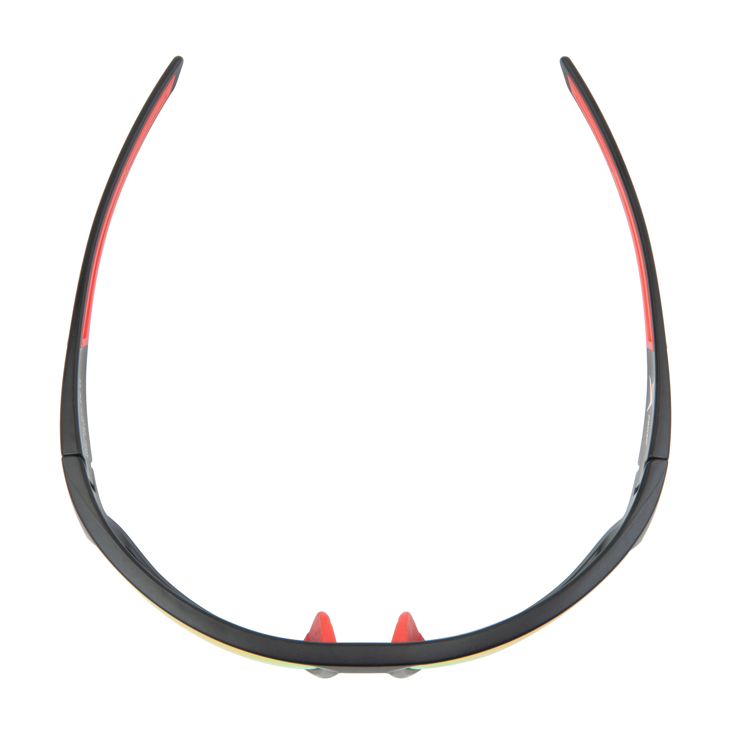 Red Mirror Lens Sport Safety Sunglasses with Red Rubber Accents.