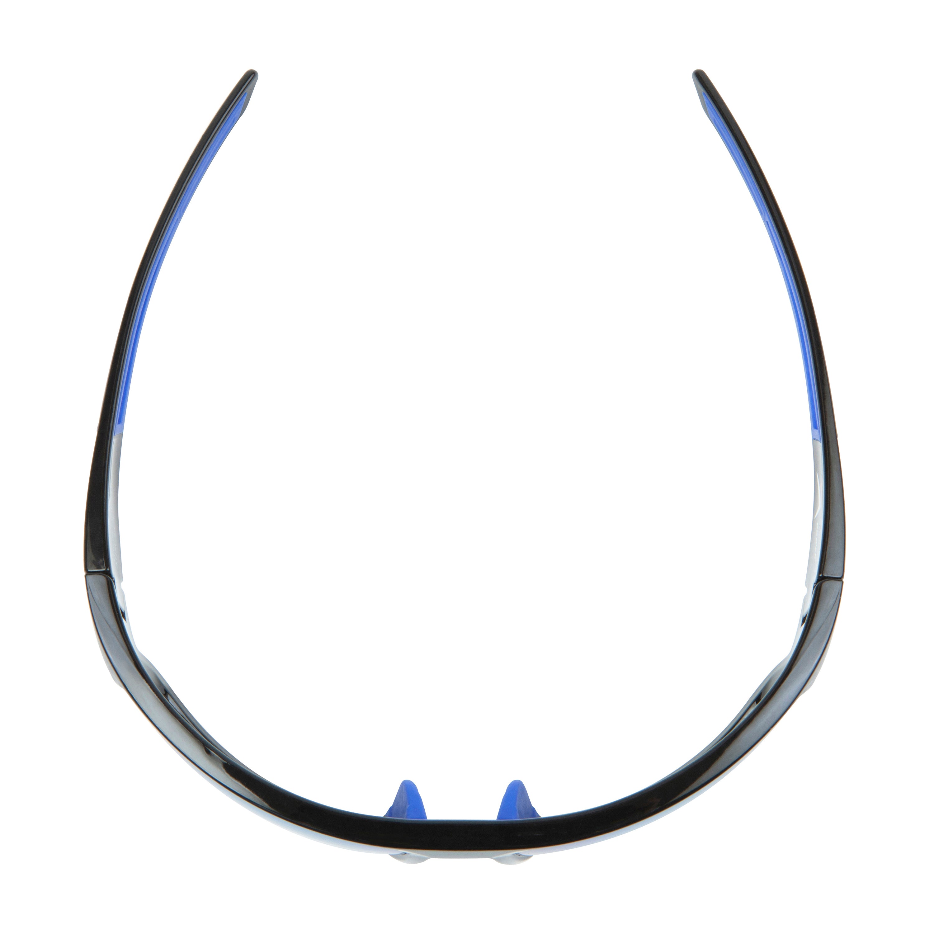 Clear Lens Sport Safety Sunglasses with Blue Rubber Accents.
