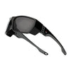 Dark Smoke Lens Sport Safety Sunglasses with Grey Rubber Accents.
