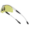 Yellow to Grey Photochromic Lens with Flash Mirror Coating White Half Frame Wrap Around Sport Safety Sunglasses.