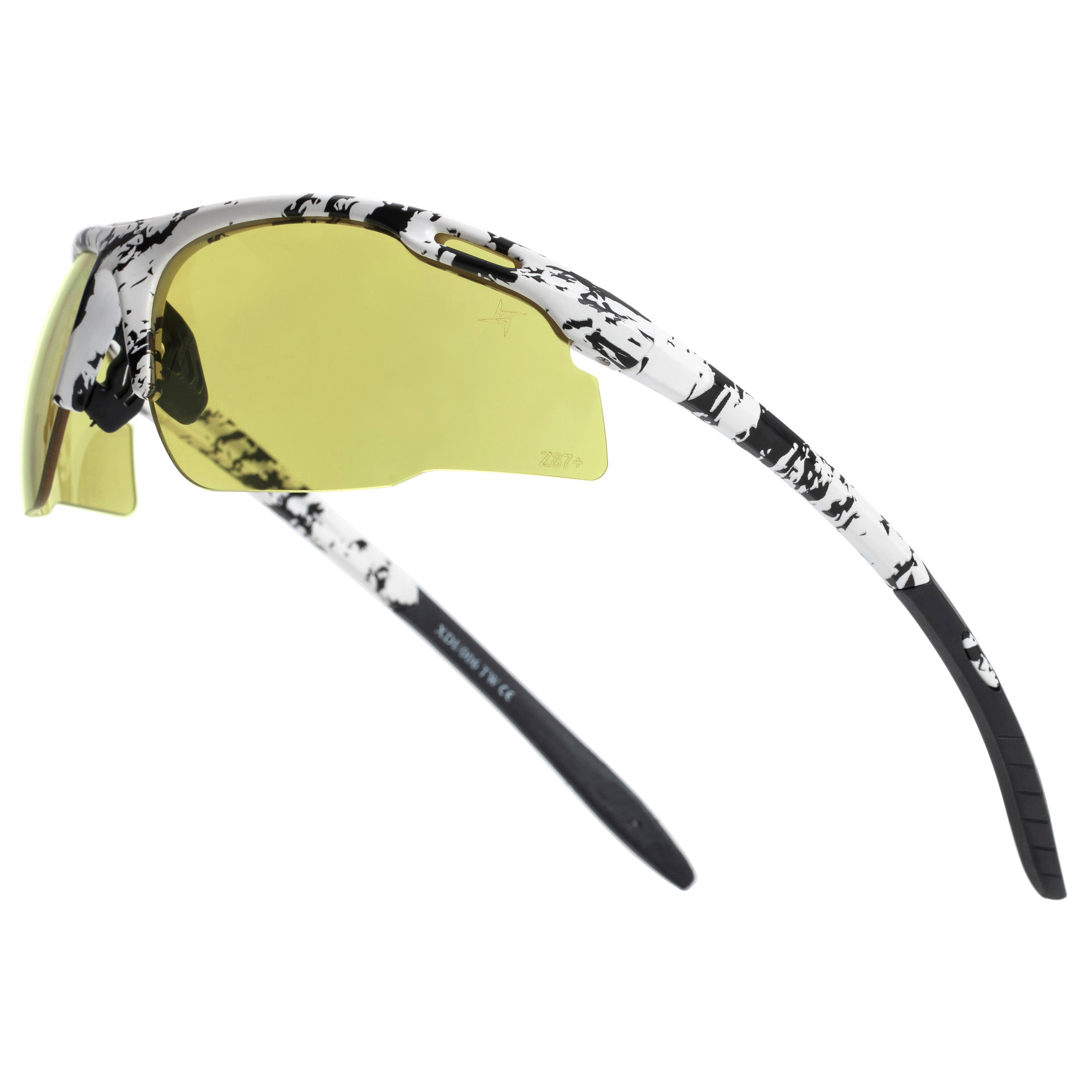 Yellow to Grey Photochromic Lens with Flash Mirror Coating Half Frame Wrap Around Sport Safety Sunglasses.