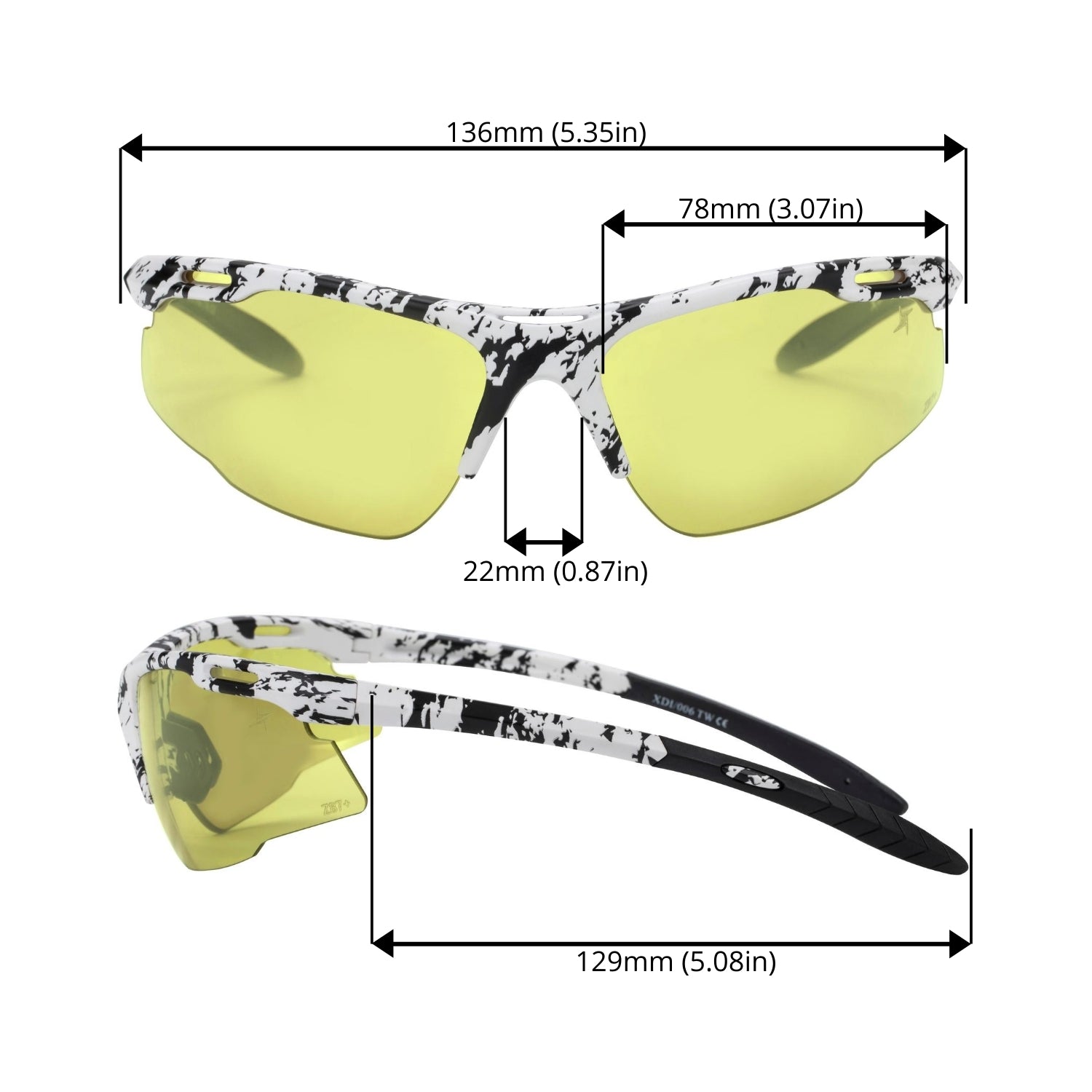 Yellow to Grey Photochromic Lens with Flash Mirror Coating Half Frame Wrap Around Sport Safety Sunglasses.
