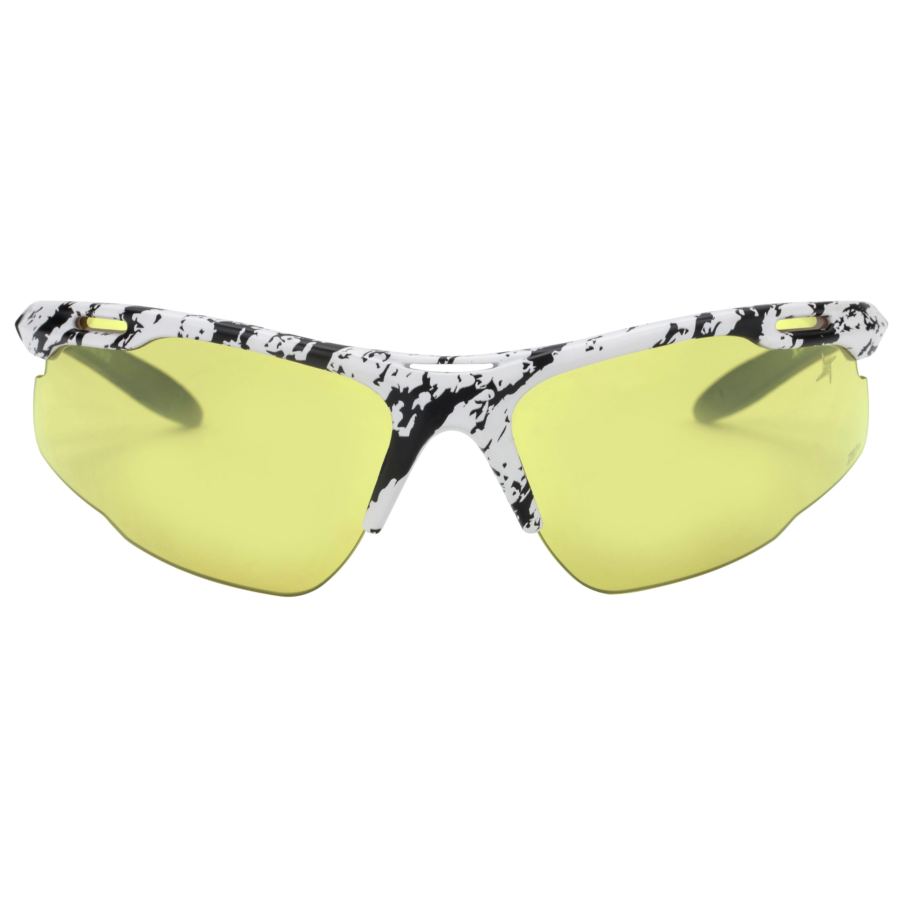 Yellow to Grey Photochromic Lens with Flash Mirror Coating Half Frame Wrap Around Sport Safety Sunglasses.
